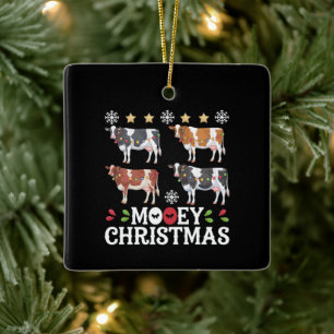 Mooey Christmas Cow Lover Holiday Farm Farmer Ceramic Ornament