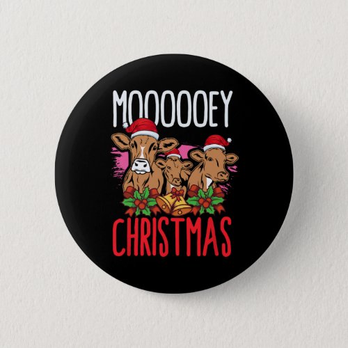 Mooey Christmas Cow Lovers Farming Heifers Merry X Button