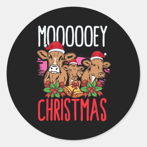 Mooey Christmas Cow Lovers Farming Heifers Merry X Classic Round Sticker