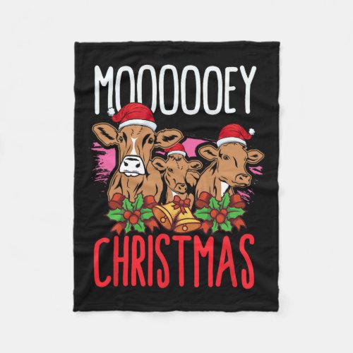 Mooey Christmas Cow Lovers Farming Heifers Merry X Fleece Blanket