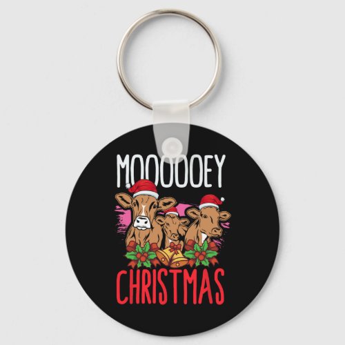 Mooey Christmas Cow Lovers Farming Heifers Merry X Keychain