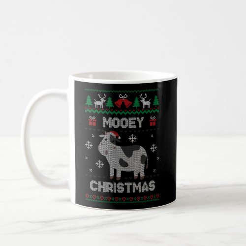Mooey Christmas Cow Santa Claus Hat Ugly Christmas Coffee Mug