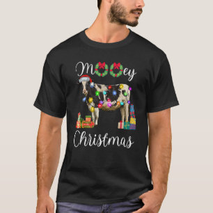 Mooey Christmas Cow Santa Hat Cow Christmas T-Shirt