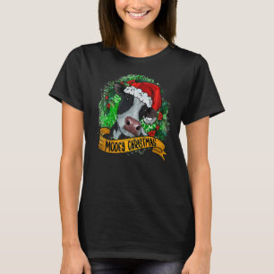 Mooey Christmas Cow Santa Heifer Farmer Love Highl T-Shirt
