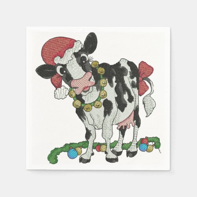 Mooey Christmas! Cow-Themed Christmas Napkins (Front)