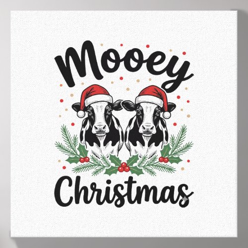 Mooey Christmas Cow Vintage Engraving Shirt Design Canvas Photo Tile