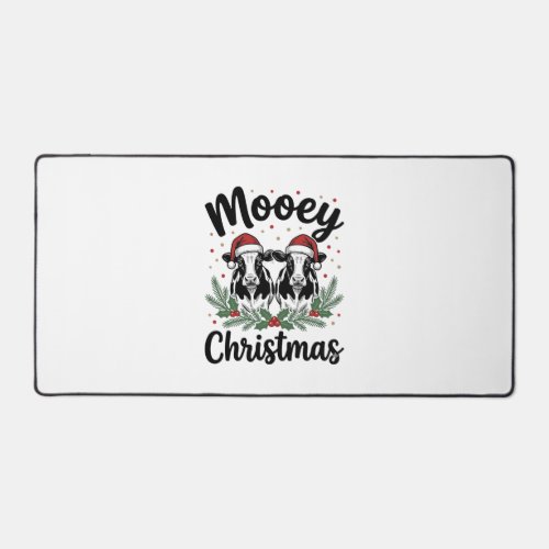 Mooey Christmas Cow Vintage Engraving Shirt Design Desk Mat