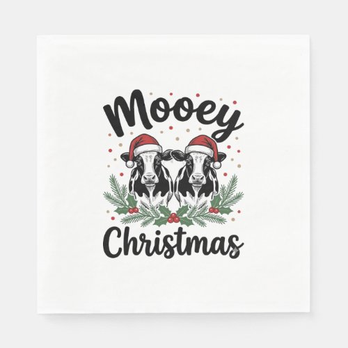Mooey Christmas Cow Vintage Engraving Shirt Design Napkins