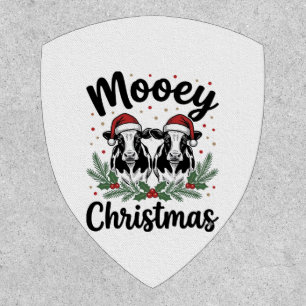 Mooey Christmas Cow Vintage Engraving Shirt Design Patch