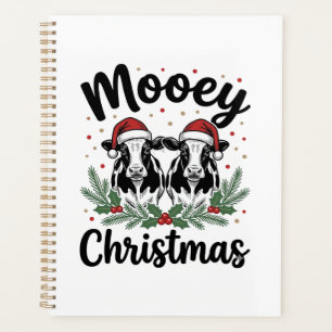 Mooey Christmas Cow Vintage Engraving Shirt Design Planner