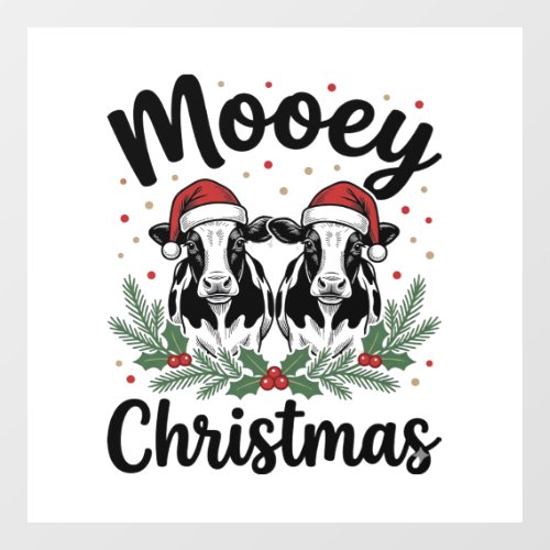 Mooey Christmas Cow Vintage Engraving Shirt Design Window Cling