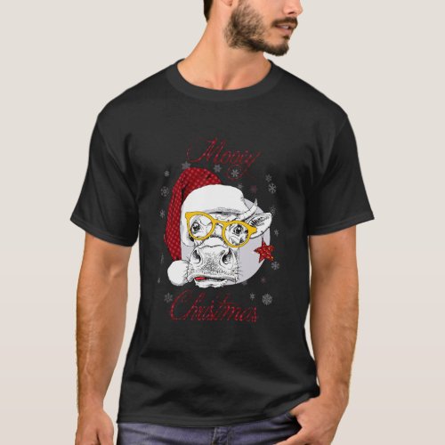 Mooey Christmas Funny Cow Lovers Farm Xmas T_Shirt