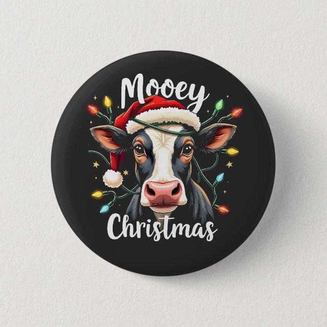 Mooey Christmas Funny Xmas Cow Cattle Lovers  Button (Front)
