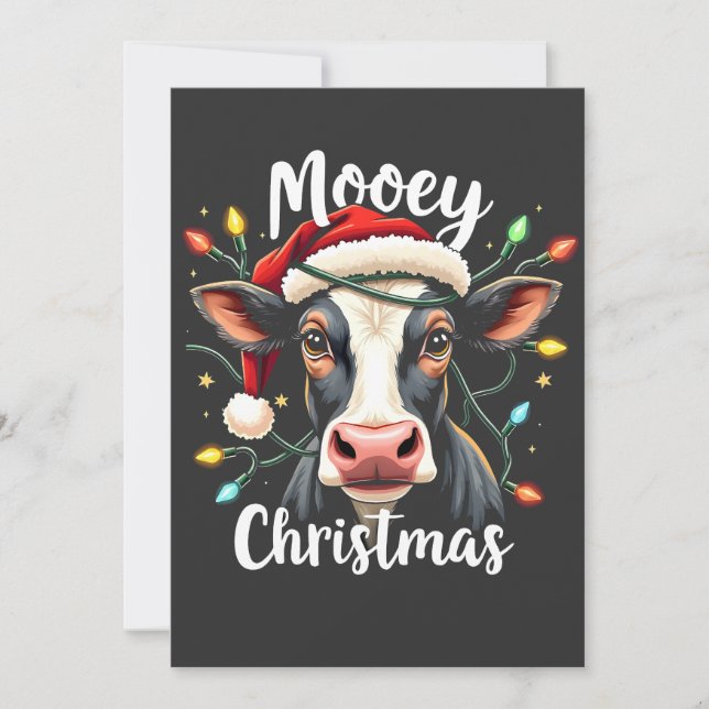 Mooey Christmas Funny Xmas Cow Cattle Lovers  Invitation (Front)