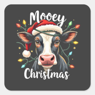 Mooey Christmas Funny Xmas Cow Cattle Lovers  Square Sticker