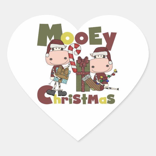 Mooey Christmas Heart Sticker (Front)