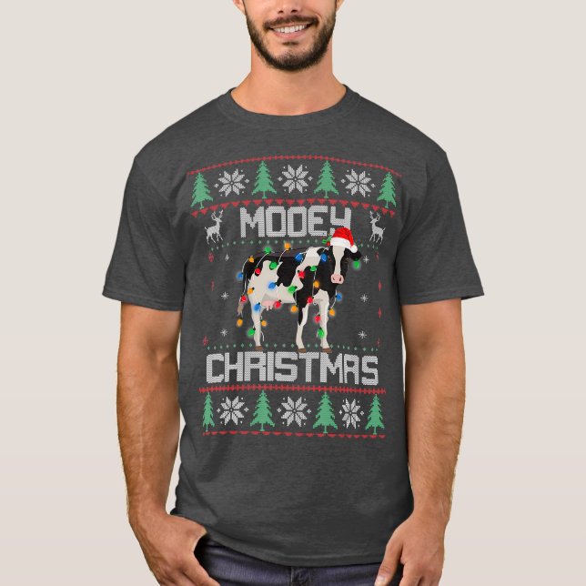 Mooey Christmas Heifers Cow Ugly Christmas Gift T-Shirt (Front)