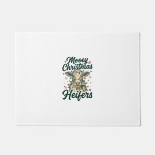 Mooey Christmas Heifers Funny Cow Christmas Design Doormat