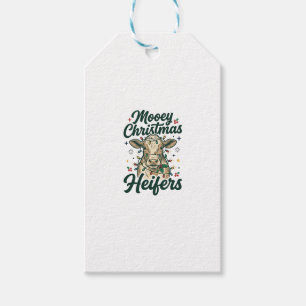Mooey Christmas Heifers Funny Cow Christmas Design Gift Tags