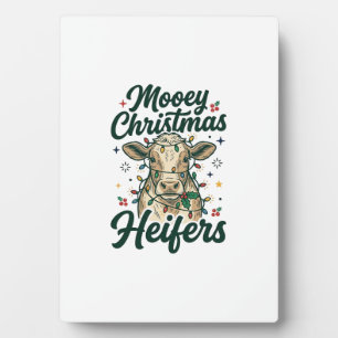 Mooey Christmas Heifers Funny Cow Christmas Design Plaque