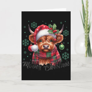 Mooey Christmas Highland Cow Christmas Lights Cow Card