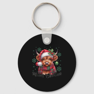 Mooey Christmas Highland Cow Christmas Lights Cow Keychain