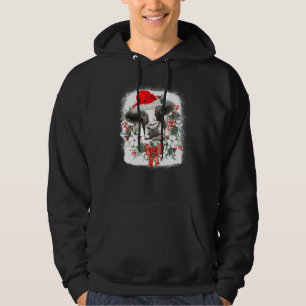 Mooey Christmas Highland Cow Xmas Light Santa Hat Hoodie