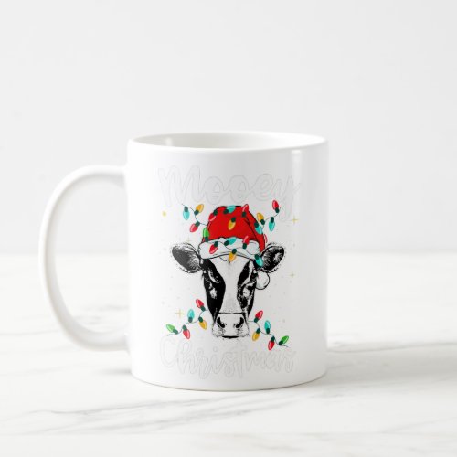 Mooey Christmas Santa Christmas Lights Cow Lovers  Coffee Mug