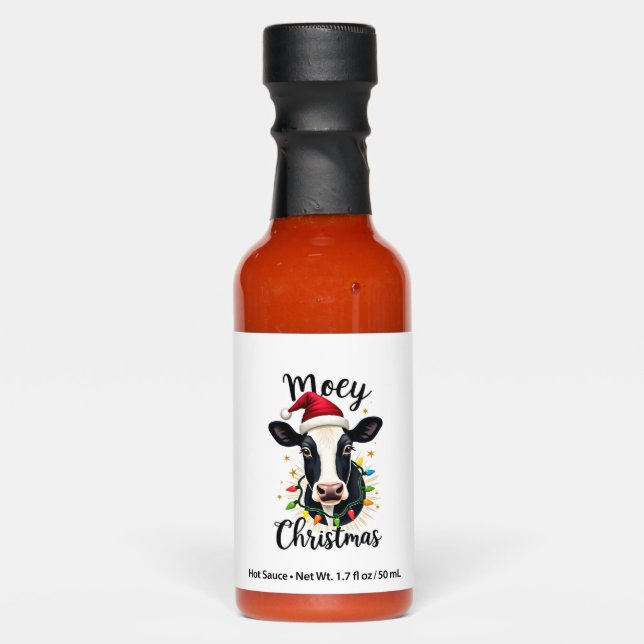 Mooey Christmas Santa Christmas Lights Cow Lovers  Hot Sauces (Front)