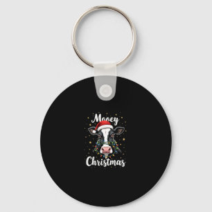 Mooey Christmas Santa Christmas Lights Cow Lovers  Keychain