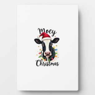Mooey Christmas Santa Christmas Lights Cow Lovers Plaque