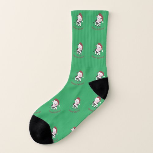 Mooey Christmas Santa Cow Socks