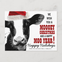 MOOey Christmas Santa Hat Cow Holiday Postcard