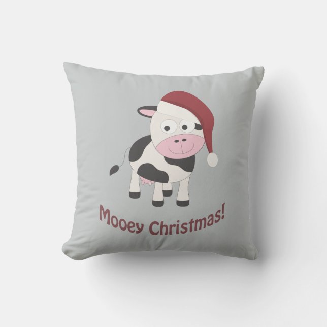 Mooey Christmas! Throw Pillow (Front)