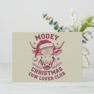 Mooey Christmas Western Cow Lover Club Xmas Season Holiday Card
