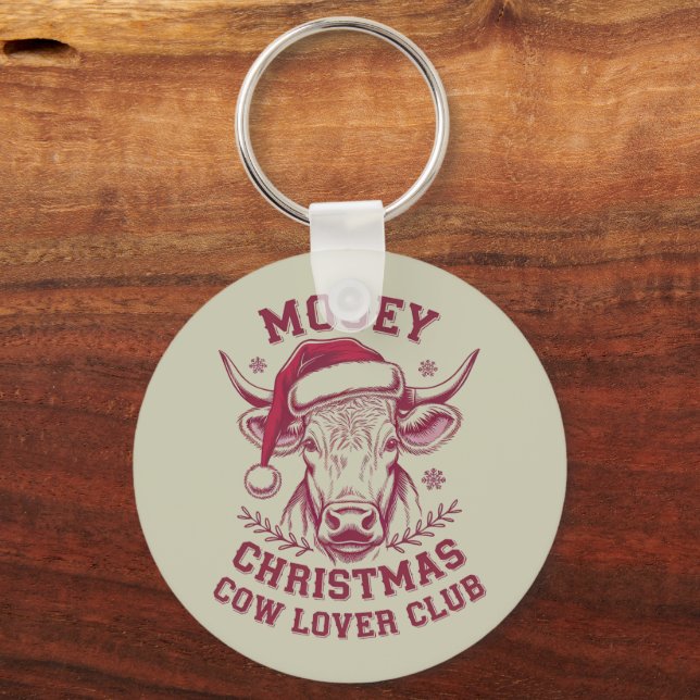 Mooey Christmas Western Cow Lover Club Xmas Season Keychain (Front)