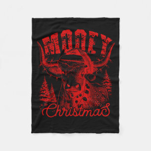 Mooey Christmas Western Heifer Highland Cow Santa Fleece Blanket