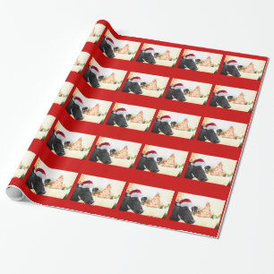 Mooey Christmas Winter Cow In Santa Hat Wrapping Paper
