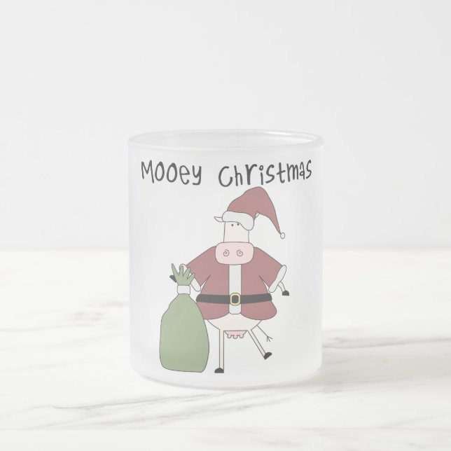 Mooey Cow  Christmas Tshirts and Gifts Frosted Glass Coffee Mug (Center)