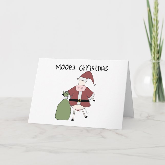 Mooey Cow  Christmas Tshirts and Gifts Holiday Card (Front)