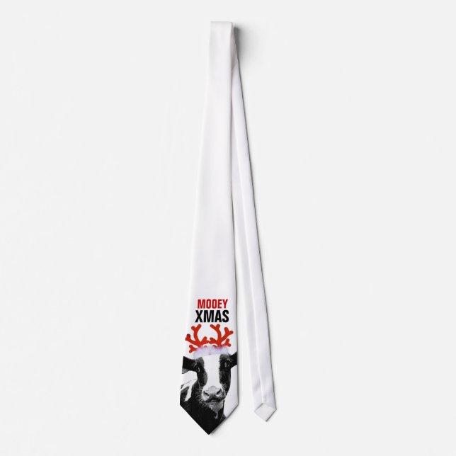 Mooey Xmas Christmas Dairy Cow Neck Tie (Front)