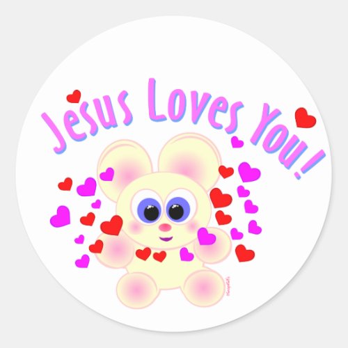 Mooky Jesus Loves You Classic Round Sticker