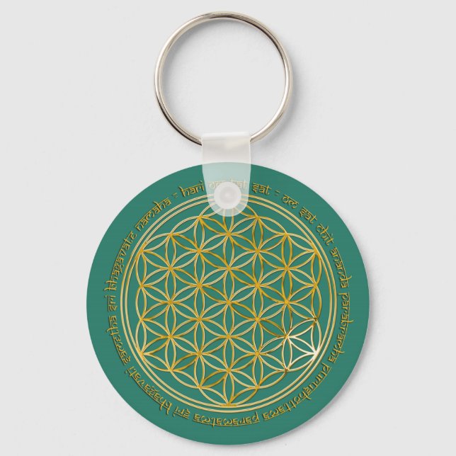 Moola Mantra / Blume Des Lebens | green Keychain (Front)