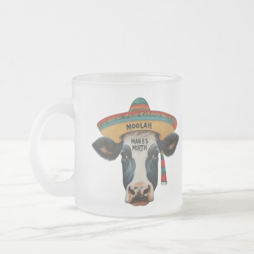 Moolah Makes Mirth in multi_color Frosted Glass Coffee Mug