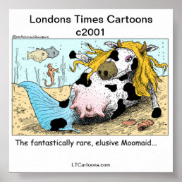 Moomaid 1/2 Cow 1/2 Mermaid Funny Poster