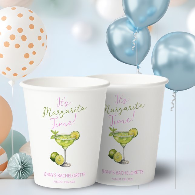 MooMoos & Margaritas Bachelorette Welcome Sign Paper Cups (Margarita Time Paper Party Cups)