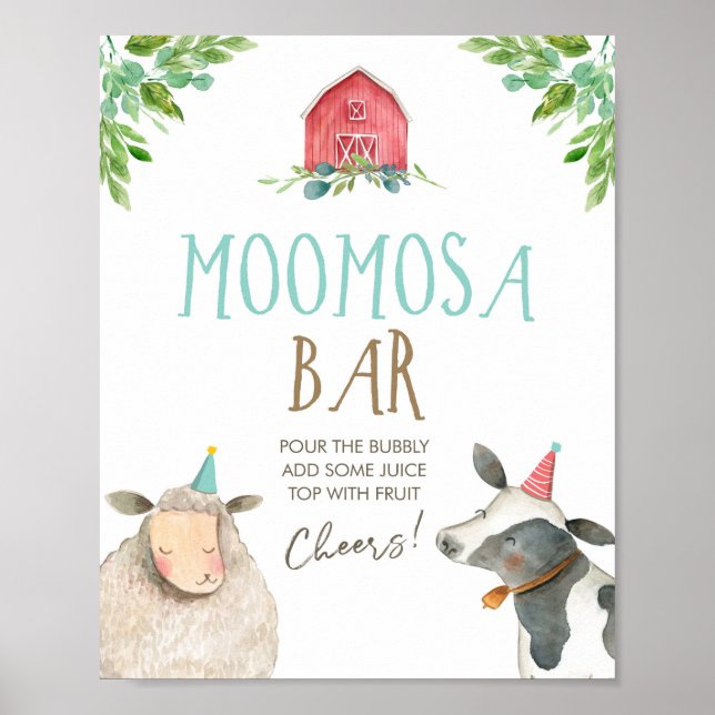 Moomosa Bar Mimosa Farm Animals Barnyard Birthday Poster (Front)