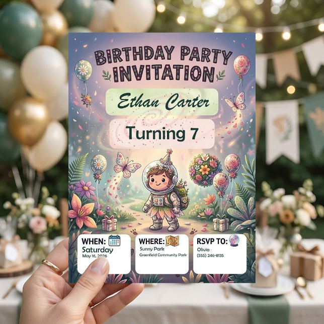 Moon Adventure Birthday Invitations Customizable Z (Creator Uploaded)