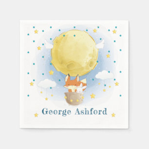 Moon Air Balloon Personalized Napkins