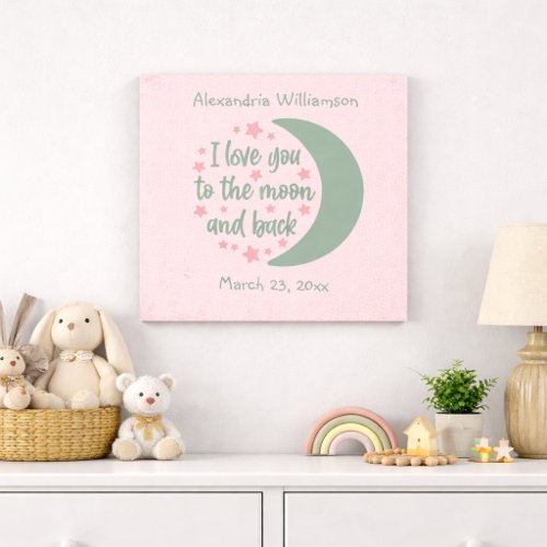 Moon and Back Birth Announcement  Metal Print